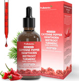 Cayenne Pepper Drops Liquid Supplement | Hawthorn Berry, Turmeric Curcumin, Beet Root, Ginger, Black Pepper