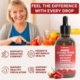 Cayenne Pepper Drops Liquid Supplement | Hawthorn Berry, Turmeric Curcumin, Beet Root, Ginger, Black Pepper