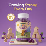 Kids Growing Up Gummies — bottle on play mat with wooden toy blocks
