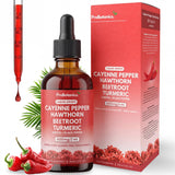 Cayenne Pepper Drops Liquid Supplement | Hawthorn Berry, Turmeric Curcumin, Beet Root, Ginger, Black Pepper