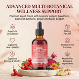 Cayenne Pepper Drops — bottle with six botanical ingredients and formula icons
